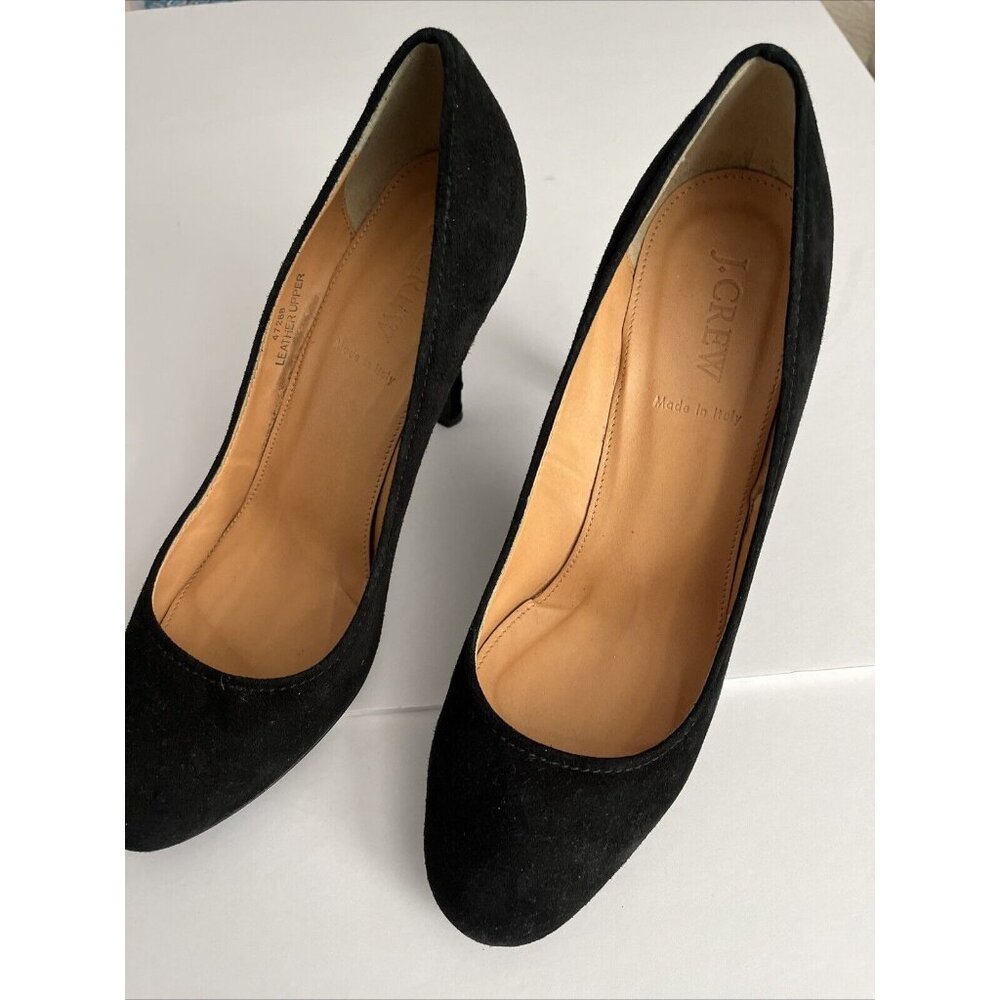J. Crew Black Velvet Heel Round Toe Slip On Pumps Shoes Womens Size 9